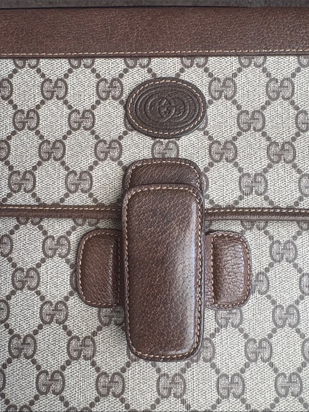 GUCCI VINTAGE Brown Patterned ATTACHE Briefcase Bag